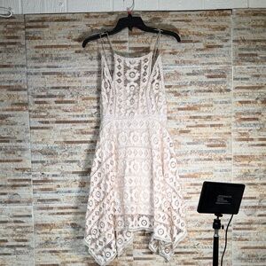 Free People Asymmetrical Lace Dress in White and Cream